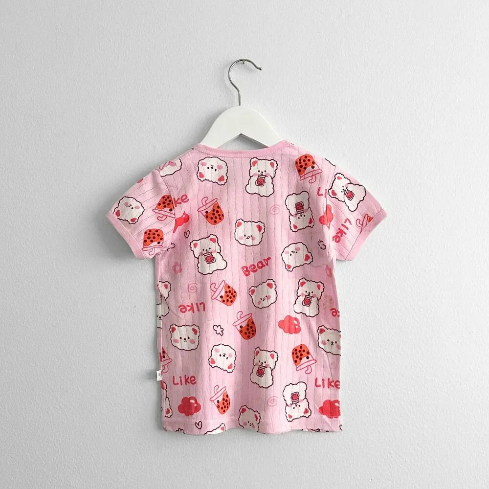 NWT Cute Girls Sleep N' Play Short Sleeve Top & Pants Pajamas Set Bear & Boba 4T - Picture 3 of 6